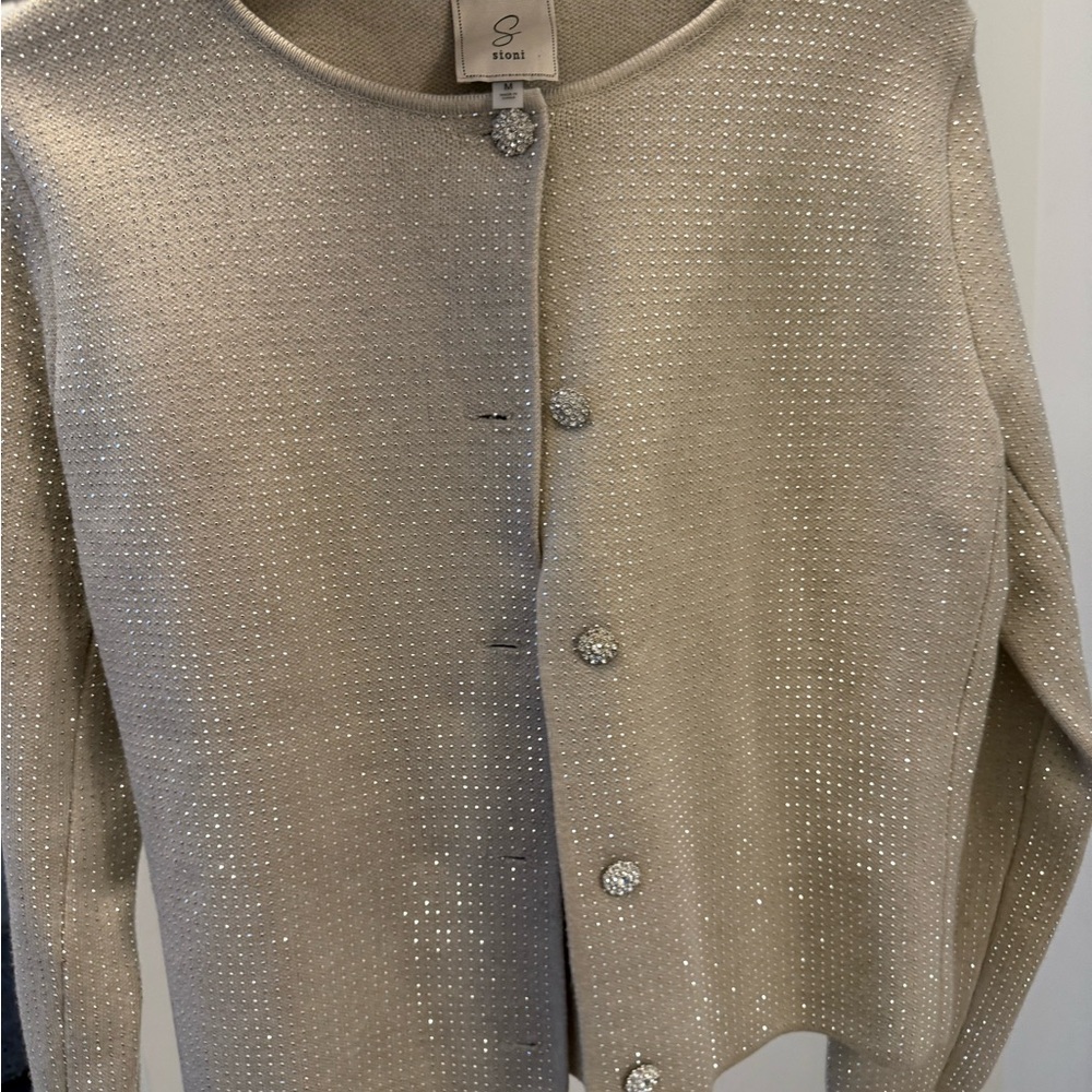 Sioni Beige Crystal-Embellished Jacket